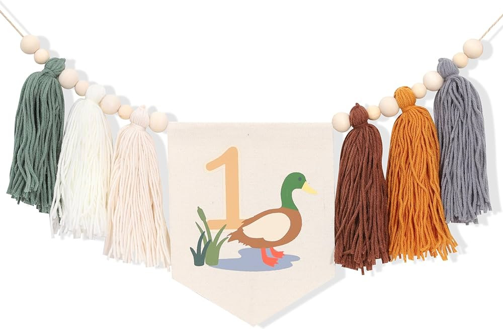 Lucky Duck High Chair Banner - Mallard Duck 1st Birthday Tassel Banner, One Lucky Duck 1st Birthd... | Amazon (US)
