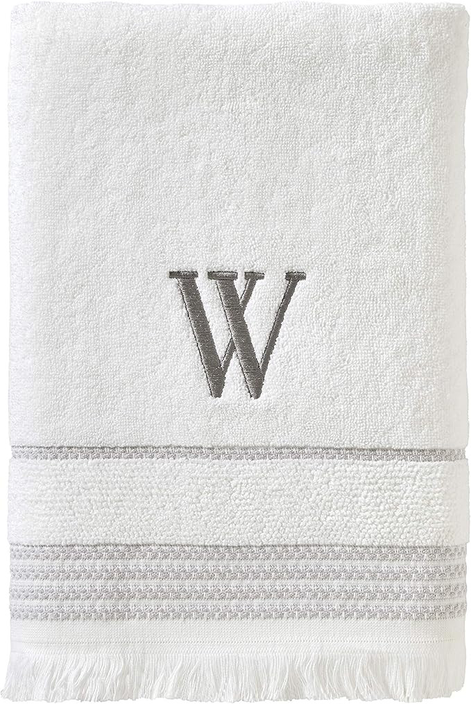 SKL Home Casual Monogram Bath Towel, W, 28x54, White | Amazon (US)