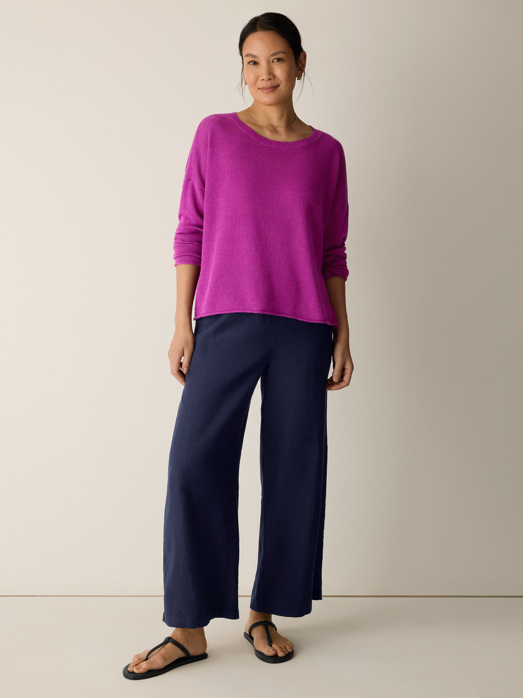 Organic Linen Cotton Crew Neck Top | Eileen Fisher