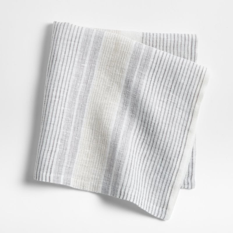 Chesney Metal Grey-Striped Linen Napkin + Reviews | Crate & Barrel | Crate & Barrel