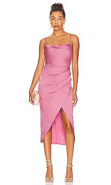 MORE TO COME Adonia Wrap Midi Dress in Pink from Revolve.com | Revolve Clothing (Global)