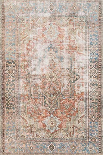 Loloi II Loren Collection LQ-15 Terracotta / Sky, Traditional 3'-6" x 5'-6" Accent Rug | Amazon (US)