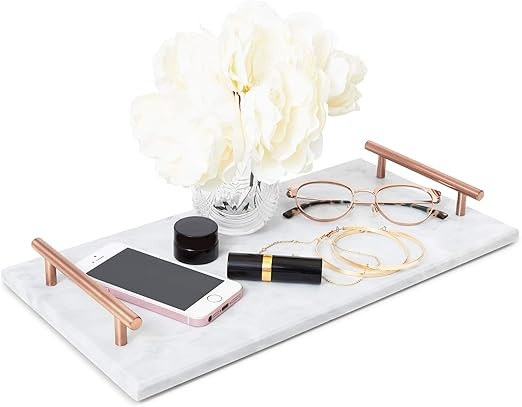 Juvale Rectangle Marble Tray with Handles (15 x 7.5 x 0.4 in) | Amazon (US)
