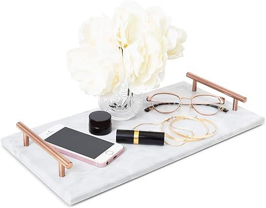 Juvale Rectangle Marble Tray with Handles (15 x 7.5 x 0.4 in) | Amazon (US)