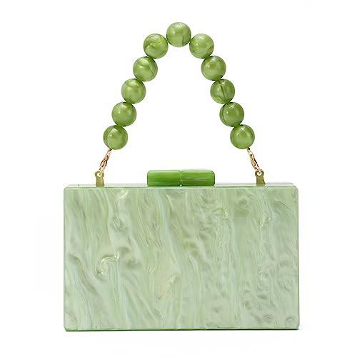 Oweisong Women Acrylic Clutch Purse Formal Wedding Evening Handbag Marble Party Shoulder Crossbody Bag with Bead Chain | Amazon (US)