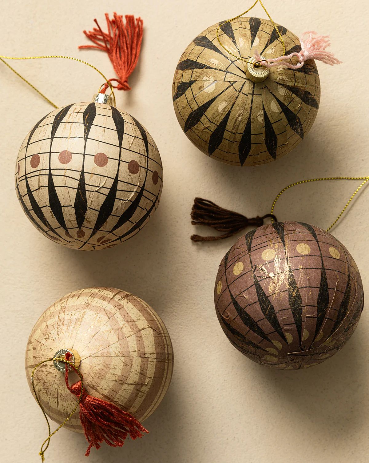 Paper Mache 3" Ornaments (Set of 4) | McGee & Co. (US)