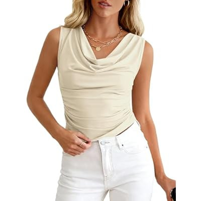 BTFBM Cowl Neck Tank Tops for Women 2026 Spring Summer Sleeveless Dressy Blouses Bus… | Amazon (US)