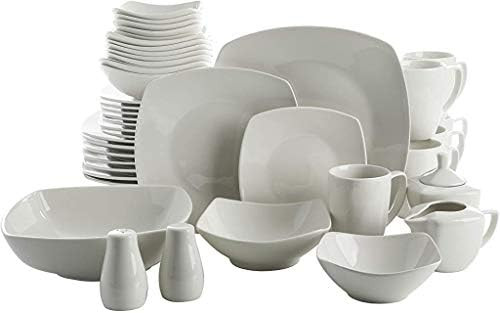 Gibson Home Zen Buffet Square Dinnerware Set, Service for 6 (39pcs), White | Amazon (US)