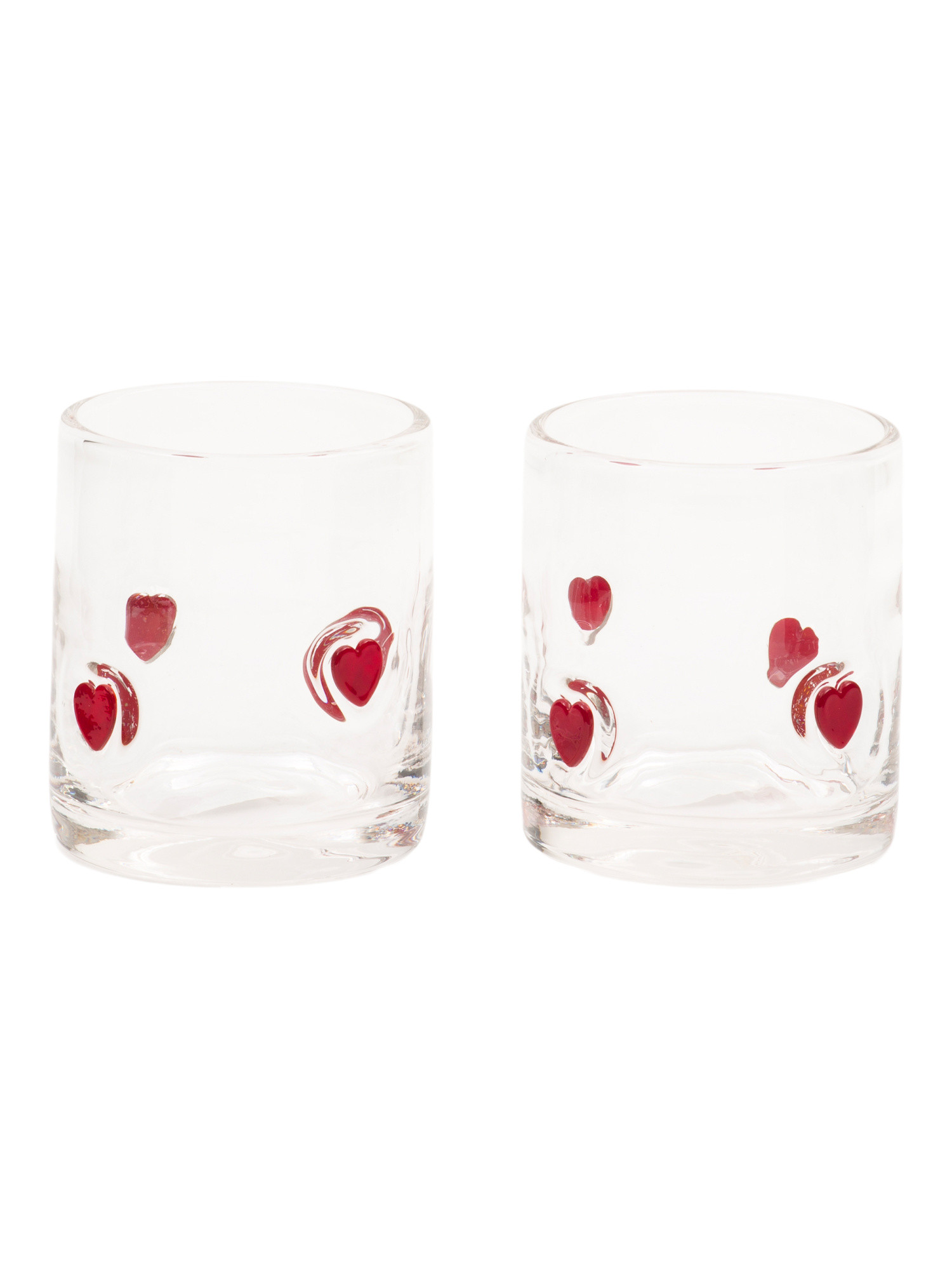 Set Of 2 Double Old Fashioned Glasses With Hearts | Drinkware | Marshalls | Marshalls