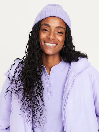 Rib-Knit Cuffed Beanie for Women | Old Navy (US)