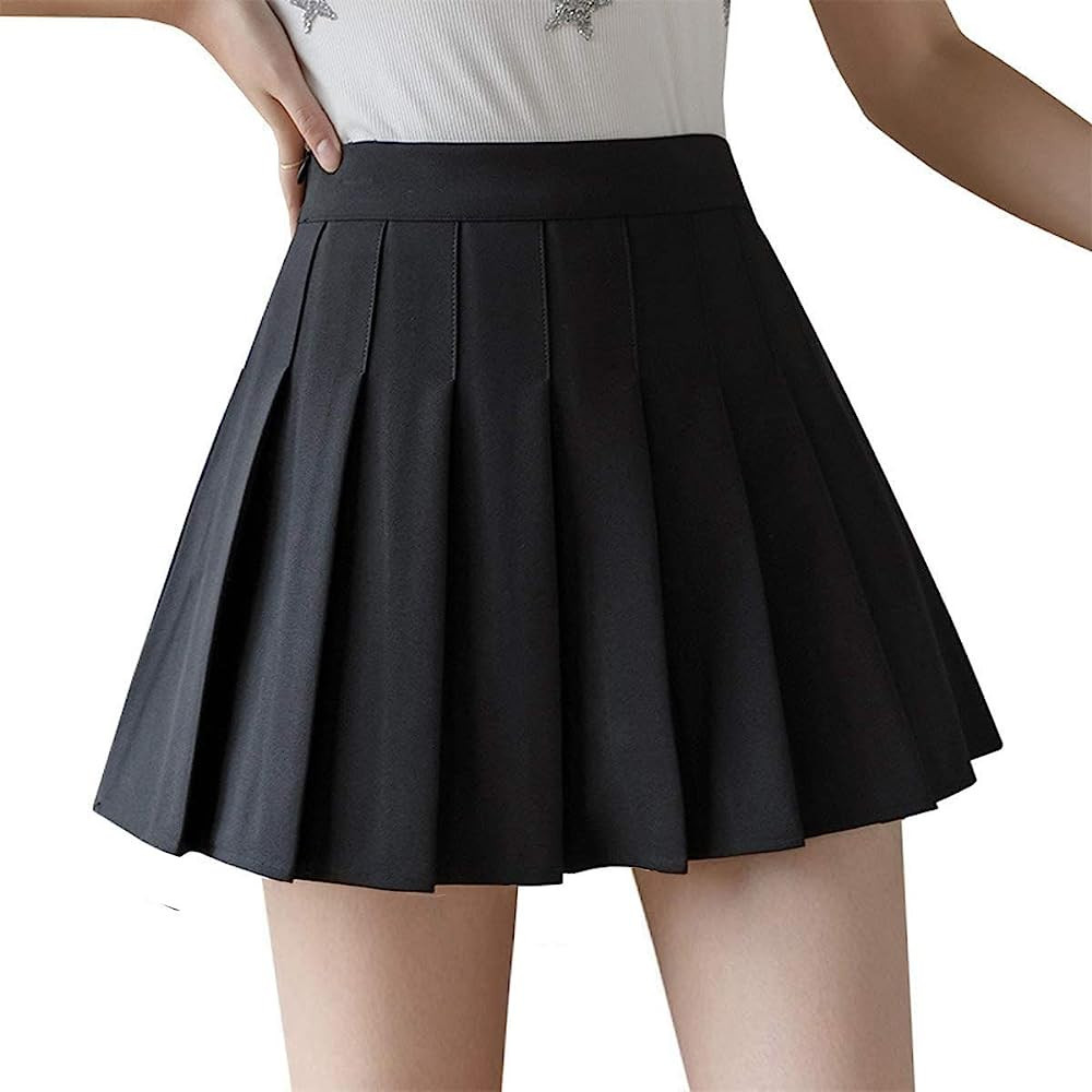 Girls Women High Waisted Pleated Skirt Plain Plaid A-line Mini Skirt Skater Tennis School Uniform... | Amazon (US)