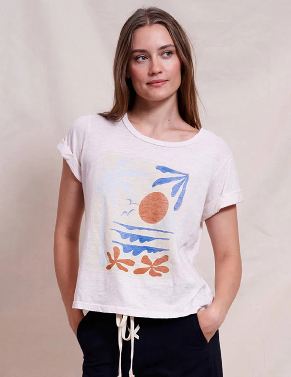 Women's Beach Rolled Sleeve Tee in Oyster | Sundry Clothing