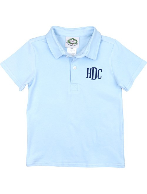 Light Blue Knit Polo Shirt | Cecil and Lou