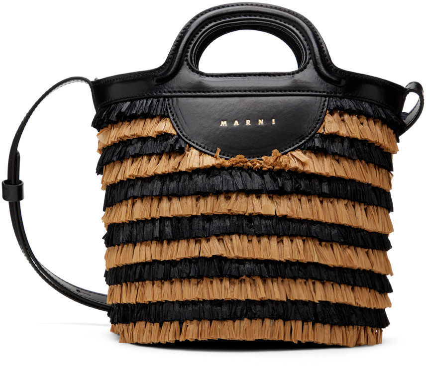 Marni Black & Tan Mini Tropicalia Bucket Bag | SSENSE