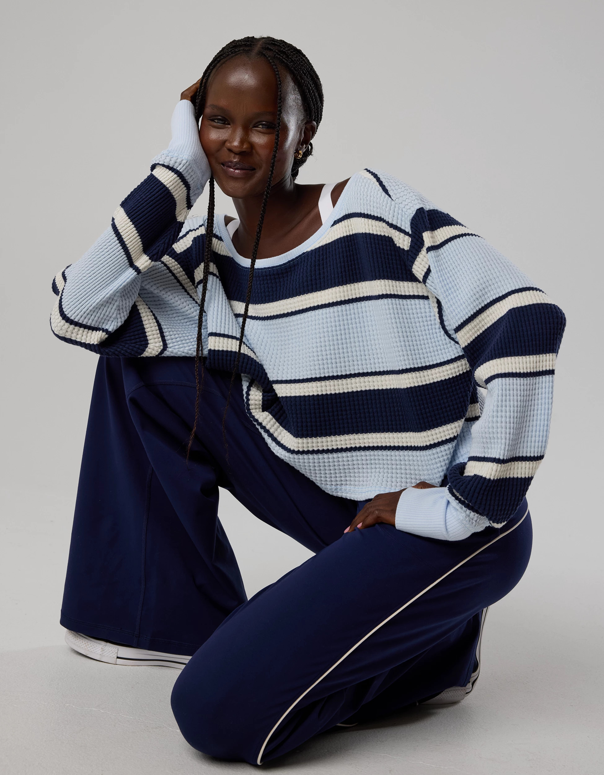 OFFLINE By Aerie Wow! Waffle Long Sleeve Off The Shoulder T-Shirt | Aerie