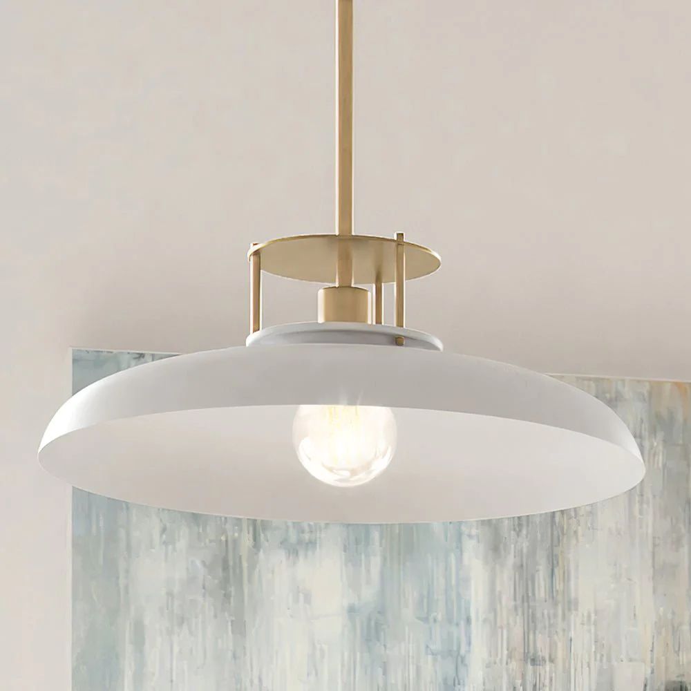 ULB2192 Transitional Pendant, 8''H x 20''W, Matte White and Gold Finish, Westport Collection | Urban Ambiance, Inc.