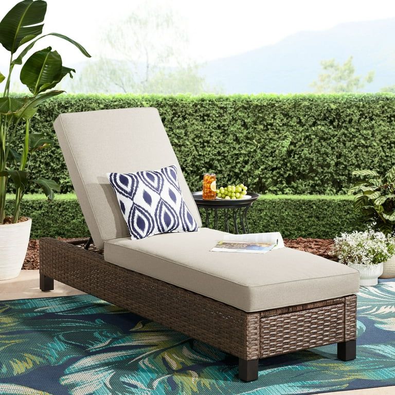 Better Homes & Gardens Brookbury Single Outdoor Chaise Lounge - Beige | Walmart (US)