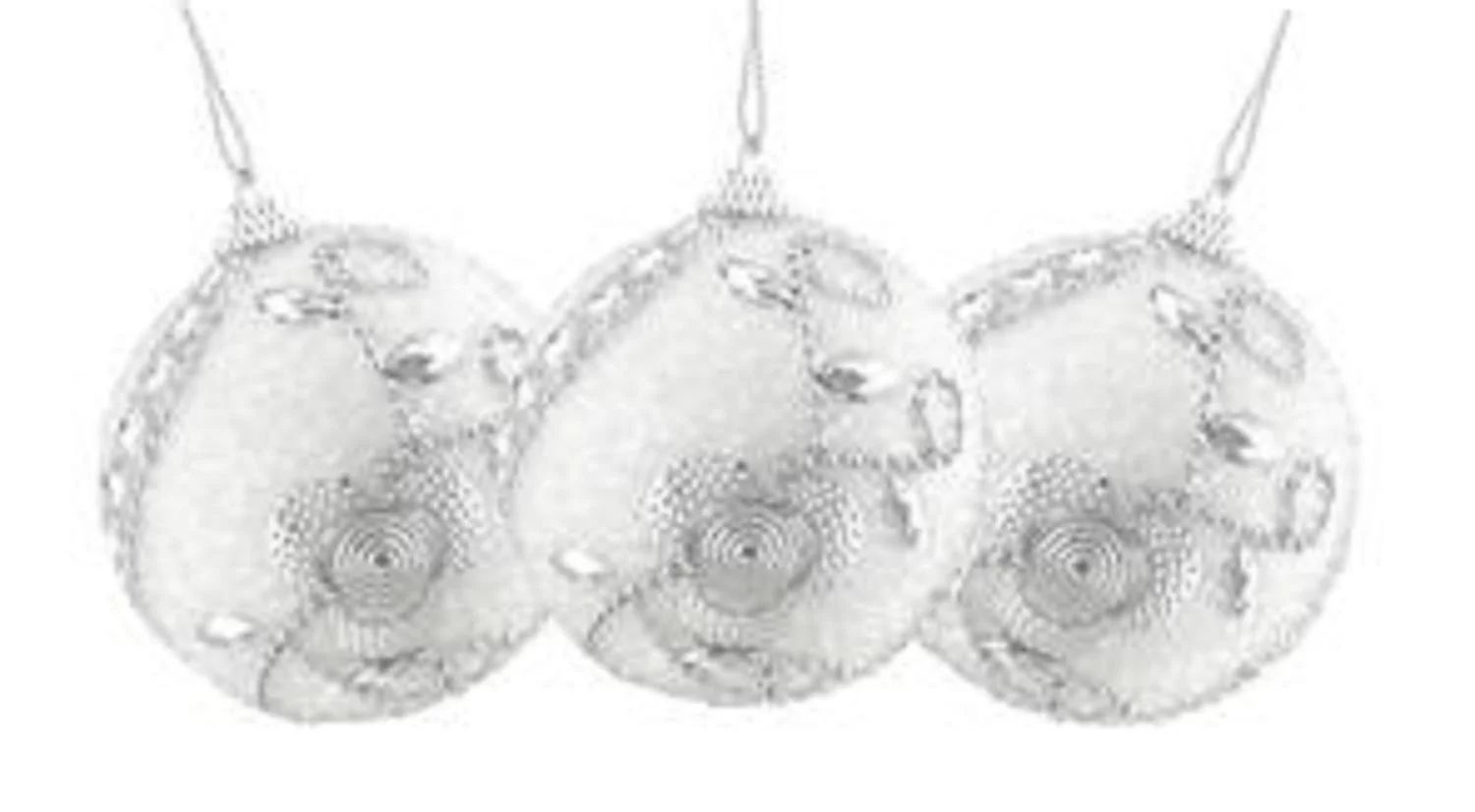 3ct White and Silver Beaded Shatterproof Christmas Ball Ornaments 3" (75mm) - Walmart.com | Walmart (US)