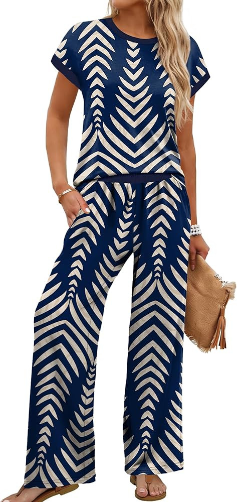 Two Piece Sets for Women Summer Spring Outfits Travel Cruise Resort Wear 2026 Beach Vacation Wide... | Amazon (US)