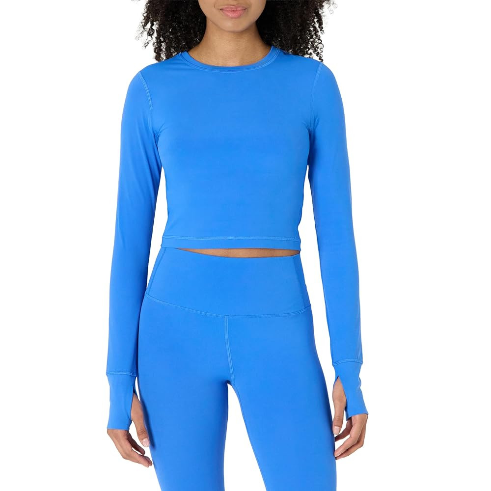 Amazon Essentials Women's Active FormFlex Buttery Soft Long Sleeve Slim Fit Crop Layering Workout... | Amazon (US)