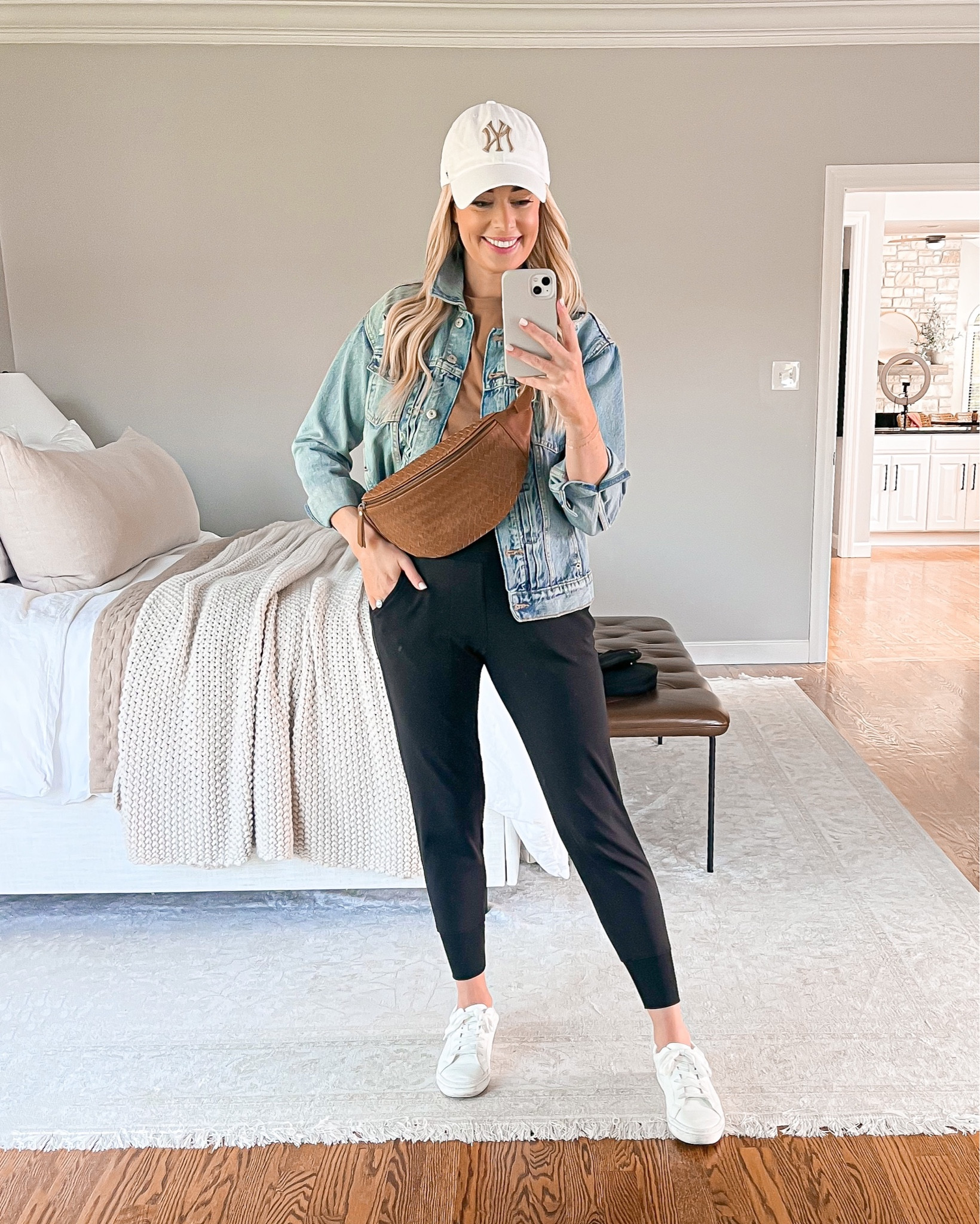 Wearing a small in tank, XS in joggers & small in jacket 

Casual outfit, joggers, white sneakers, spring outfit, athleisure, denim jacket, jean jacket 

#LTKGiftGuide #LTKSeasonal #LTKunder50