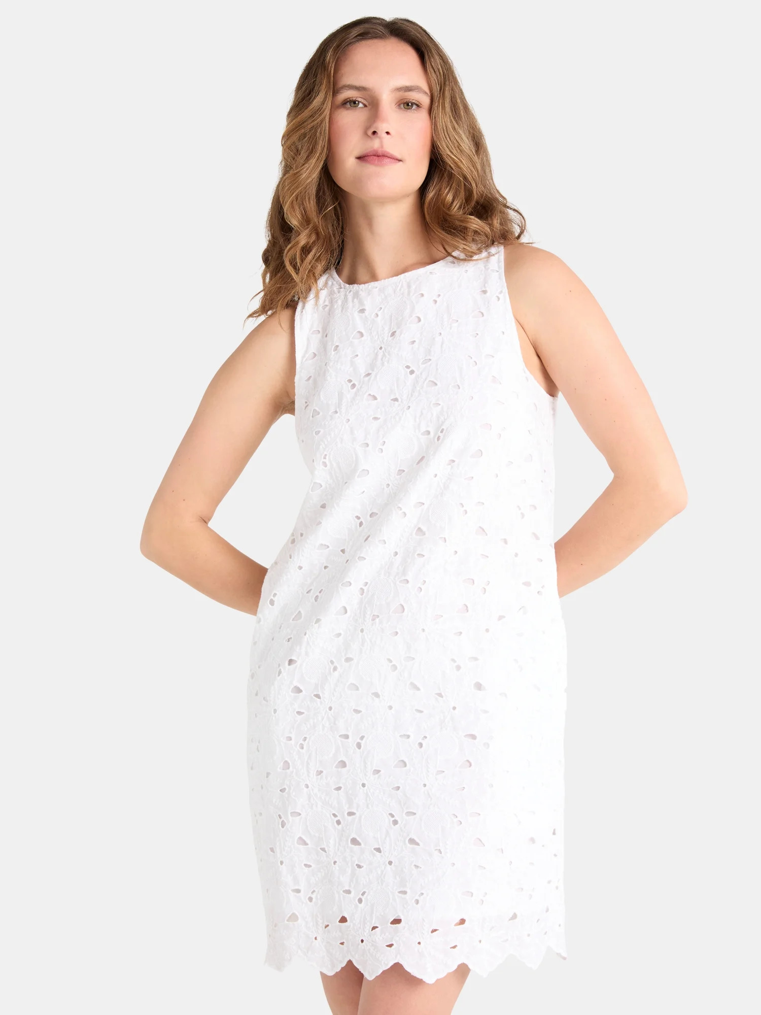 Time and Tru Women's Eyelet Embroidered Mini Dress, Sizes XS-XXXL | Walmart (US)