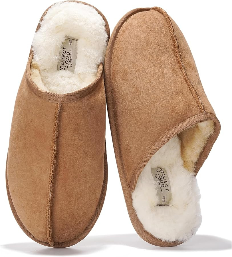 Project Cloud Mens Slippers 100% Genuine Leather and Genuine Shearling Lining – House Slippers ... | Amazon (US)