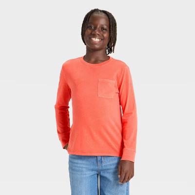 Boys' Long Sleeve Washed Pocket T-Shirt - Cat & Jack™ | Target
