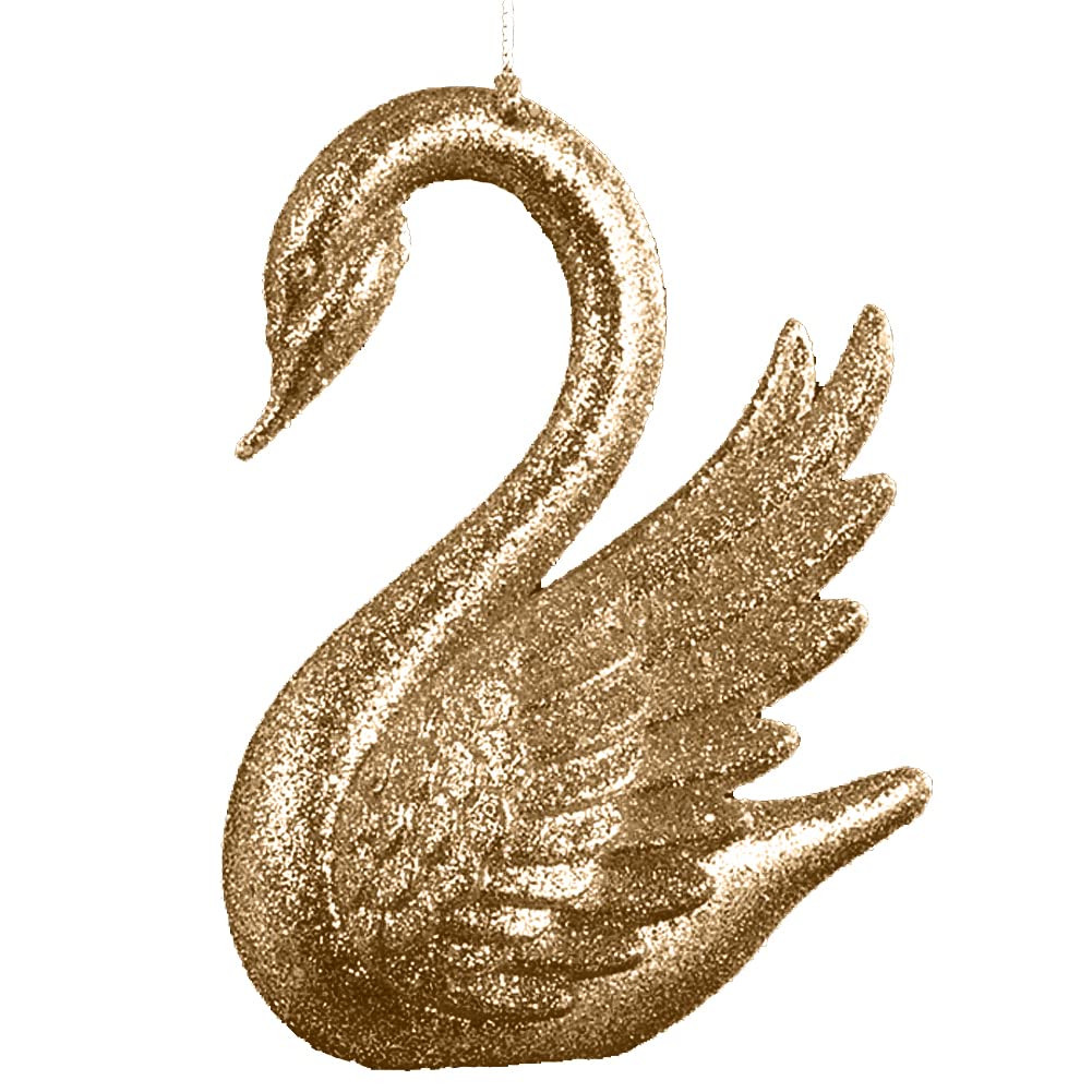 Gold Glittered Swan Christmas Tree Ornament | Amazon (US)