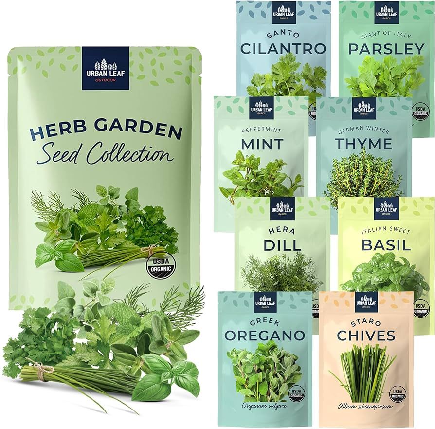 Organic Herb Seeds for Planting, Indoor Outdoor and Hydroponic Garden, incl Basil Cilantro Mint a... | Amazon (US)