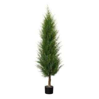 5 ft. Green Artificial Cedar Arborvitae Tree in Pot | The Home Depot