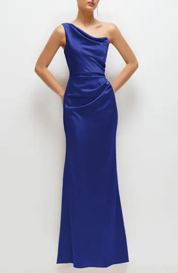 One-Shoulder Satin Charmeuse Gown | Nordstrom