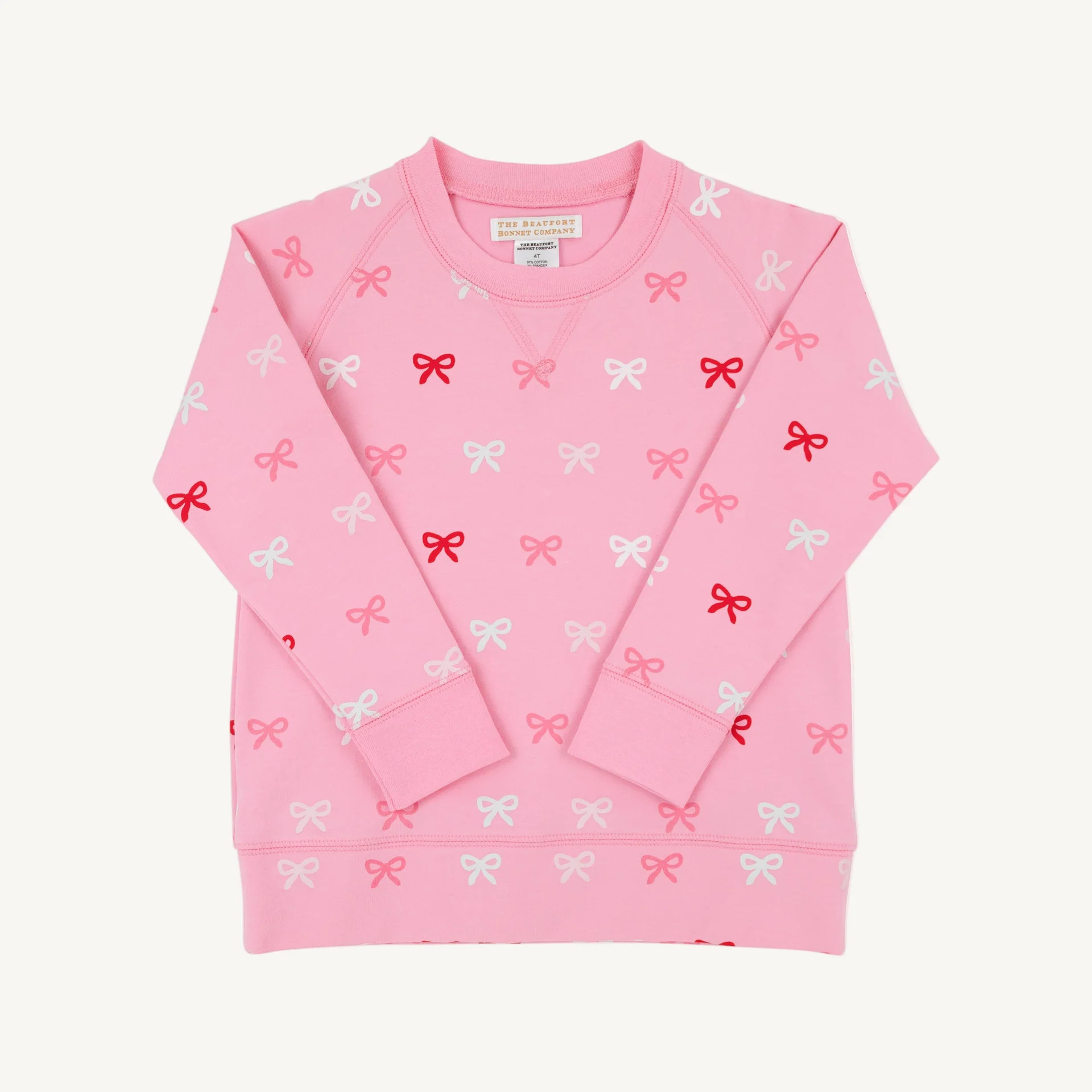 Cassidy Comfy Crewneck - Bitty Bows with Hamptons Hot Pink | The Beaufort Bonnet Company