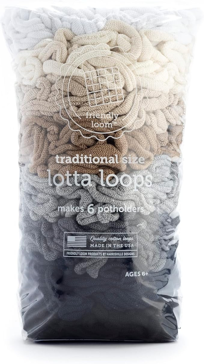 Friendly Loom Lotta Loops Neutrals 7" Traditional Size Cotton Loops to Make 6 (6" x 6") Potholder... | Amazon (US)