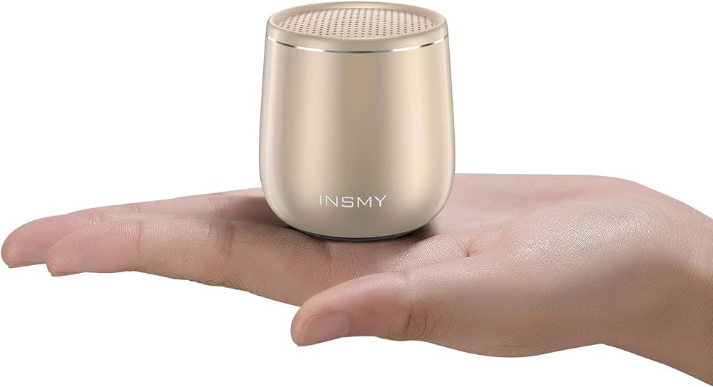 INSMY Small Bluetooth Speaker, Waterproof Mini Portable Wireless Speaker, Punchy Bass Rich Audio Stereo Pairing, Handheld Pocket Size,Built in Mic for Hiking Biking Gift Laptop Tablet (Gold) | Amazon (US)