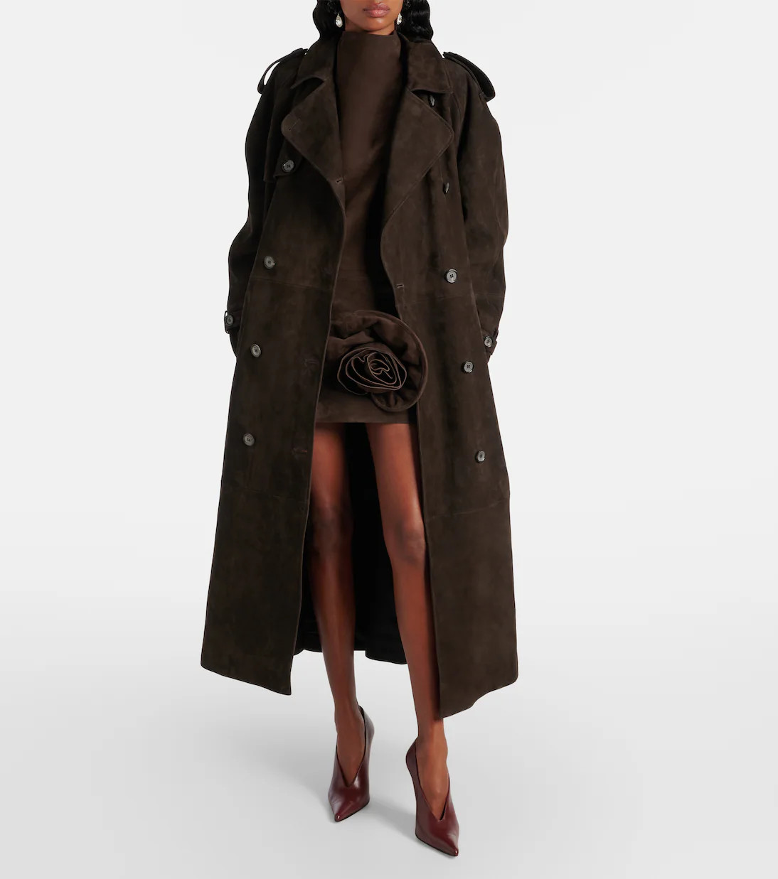 Double-breasted suede trench coat | Mytheresa (INTL)