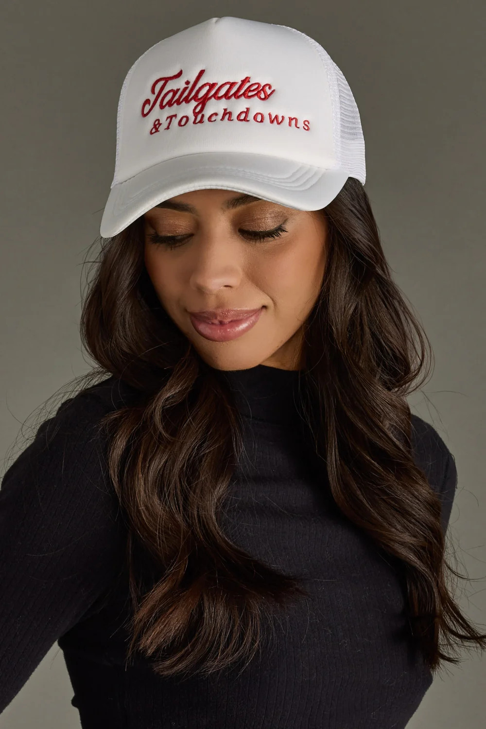 Tailgates &amp; Touchdowns Trucker Hat- White | Panache Accessories