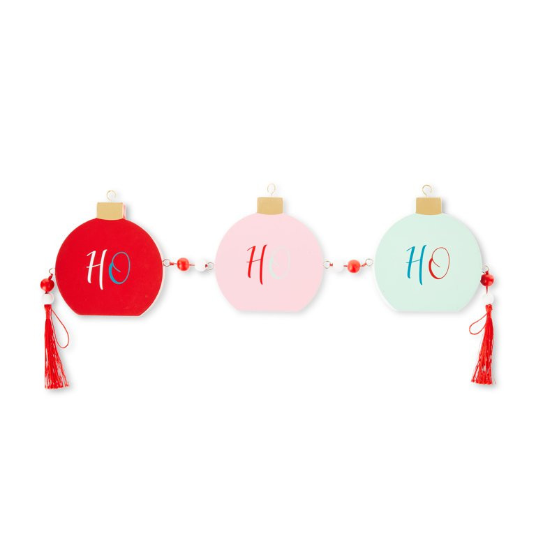 Bright Red Pink and Blue Round Ornament Table Top with Tassel Indoor Decor, 5.1 in, by Holiday Ti... | Walmart (US)