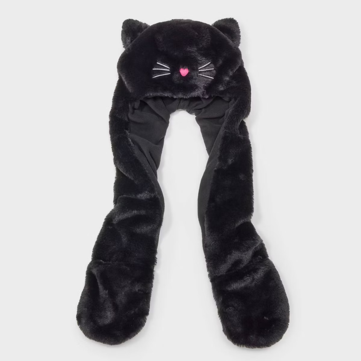 Girls' Faux Fur Cat Ear Hooded Scarf - Cat & Jack™ Black 4-14 | Target