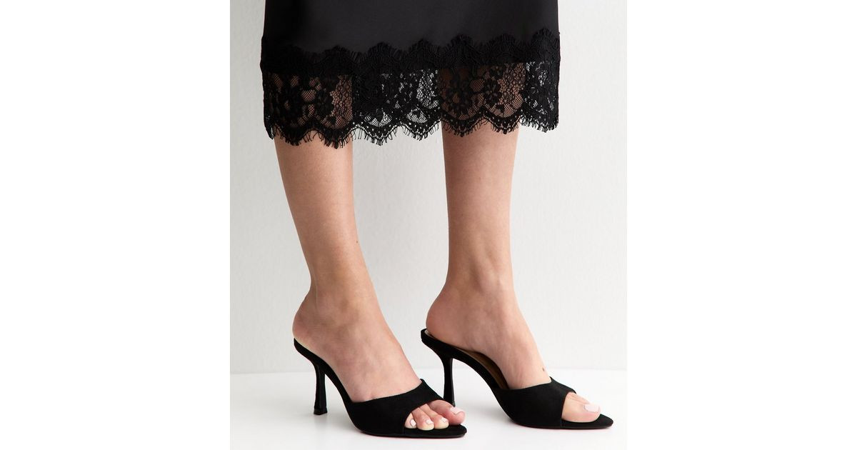 Truffle Black Faux Suede Stiletto Mules | New Look | New Look (UK)
