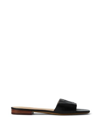 Lauren Ralph Lauren Everley Calfskin Slide Sandal Woman Sandals Black Size 6.5 Calfskin | YOOX (US)