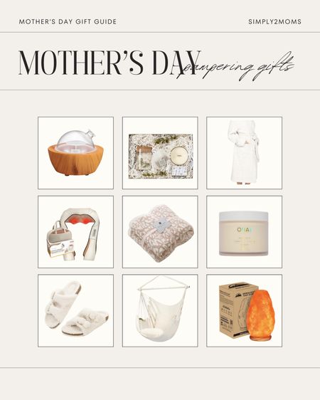 Spoil your mom for Mother’s Day with gifts she’ll enjoy that will help her feel pampered. Find the perfect gift in our Mother’s Day gift guide.Choose from top picksincluding an essential oil diffuser, cozy robe, back and neck massager, cozy blanket, hydrating body cream, open toed slippers, hammock, and a Himalayan salt lamp. 

#LTKstyletip #LTKGiftGuide #LTKfindsunder100