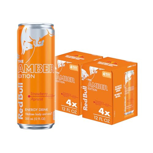 Red Bull Amber Edition Energy Drink, Strawberry Apricot, 114mg Caffeine, 12 fl oz, Pack of 8 Cans | Amazon (US)