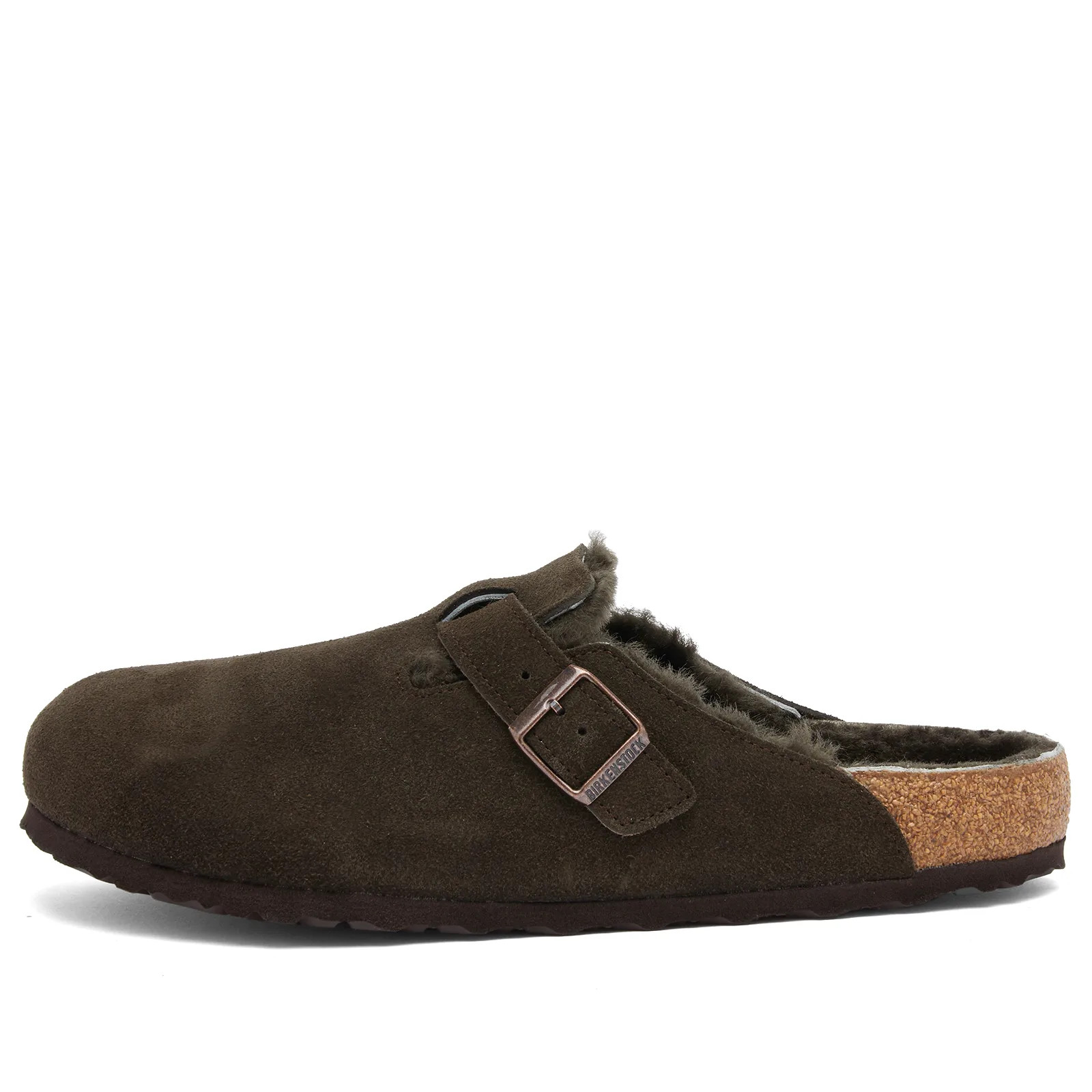 Birkenstock Boston Fur Clog - Mocha Suede, Size UK 7.5 | END. Clothing