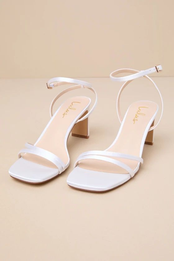 Loxley White Satin Ankle Strap High Heel Sandals | Lulus