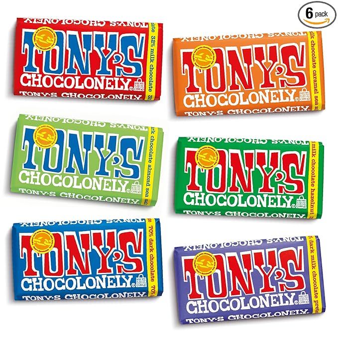 Tony’s Chocolonely Milk and Dark Chocolate, 6.35 Oz Variety Pack | Pack of 6 | Amazon (US)