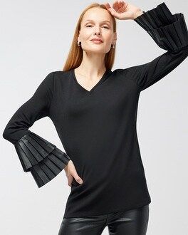 Ponte Faux Leather Pleat Sleeve Tunic | Chico's