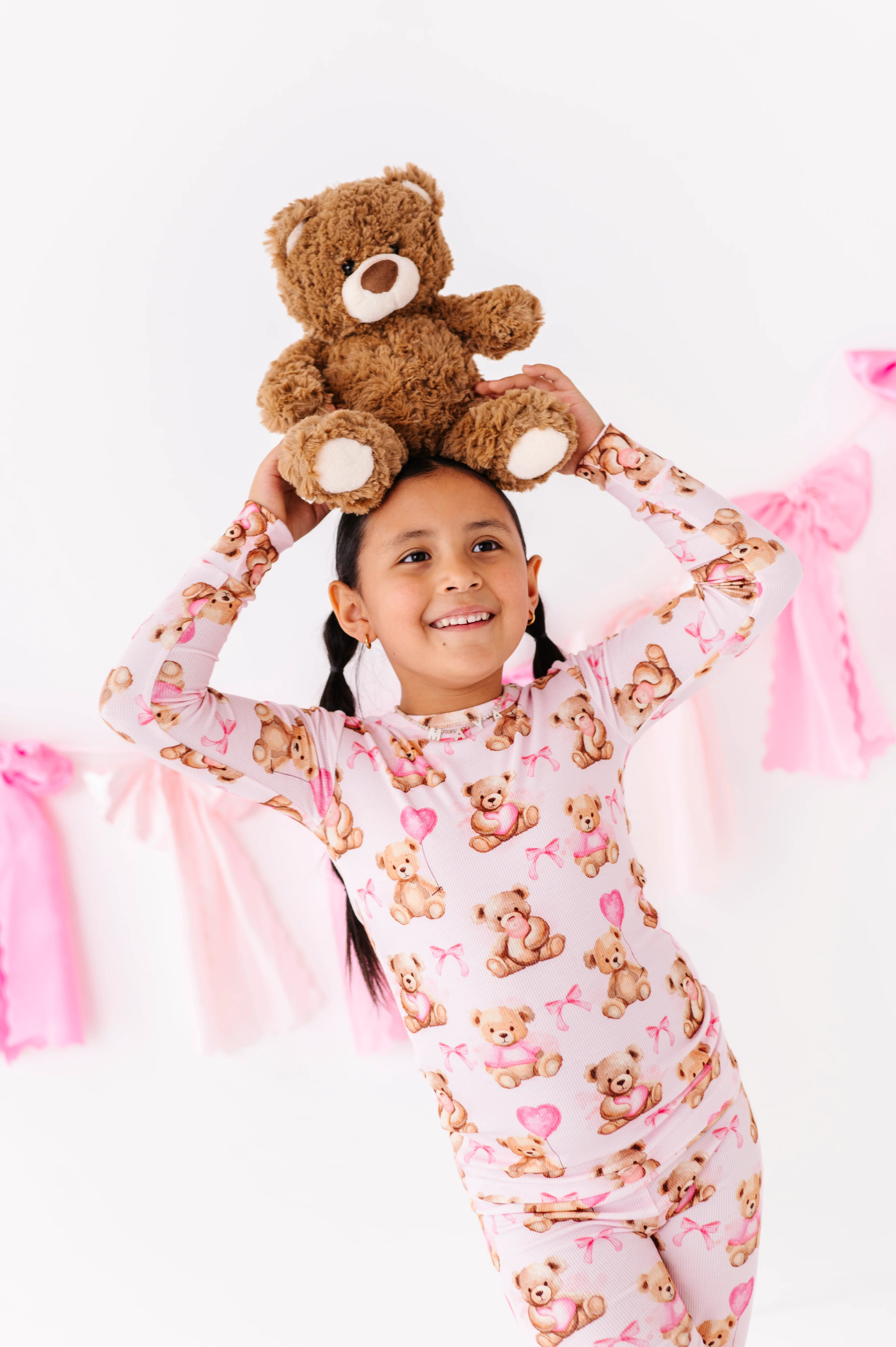 Beary Sweet Ribbed 2-Piece Pajamas -PINK | Birdie Bean