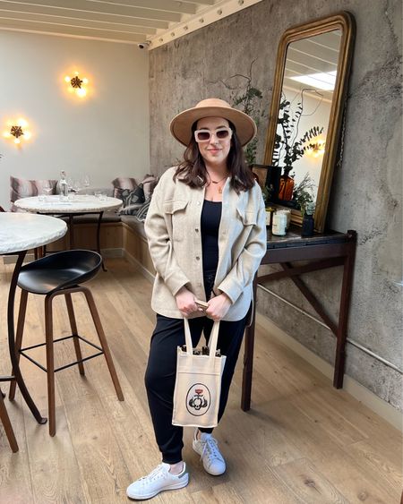 white sneakers, beige shacket, tan hat, beige glasses 

#LTKunder50 #LTKsalealert #LTKstyletip