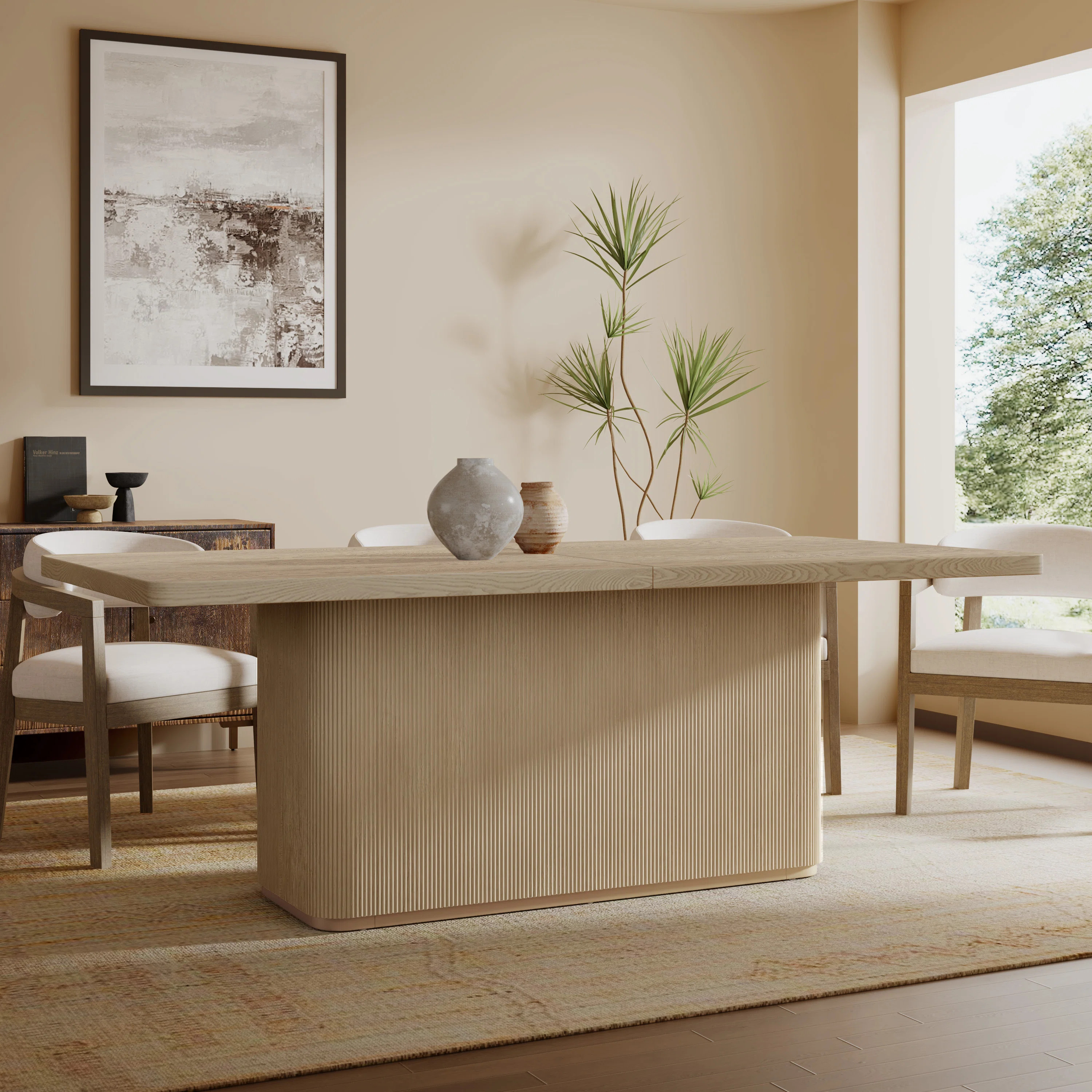 Defeo 84'' Rectangular Mid-Century Modern Dining Table With Ash Veneer Top – Seats 6 To 8 | Wayfair North America